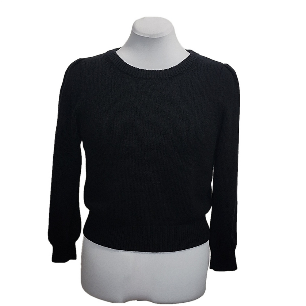 ARITZIA WILFRED ARITZIA Black puff sleeve crew neck knit sweater